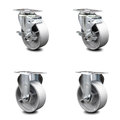 Service Caster 4 Inch Semi Steel Cast Iron Swivel Top Plate Caster Set with 2 Brake 2 Rigid SCC SCC-20S414-SSS-TLB-TP3-2-R-2